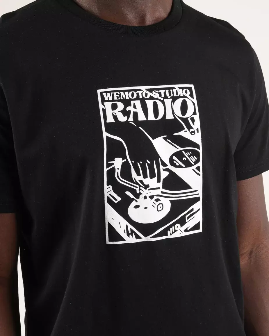 WEMOTO Turntable Printer Artwork Herren T-Shirt Print schwarz